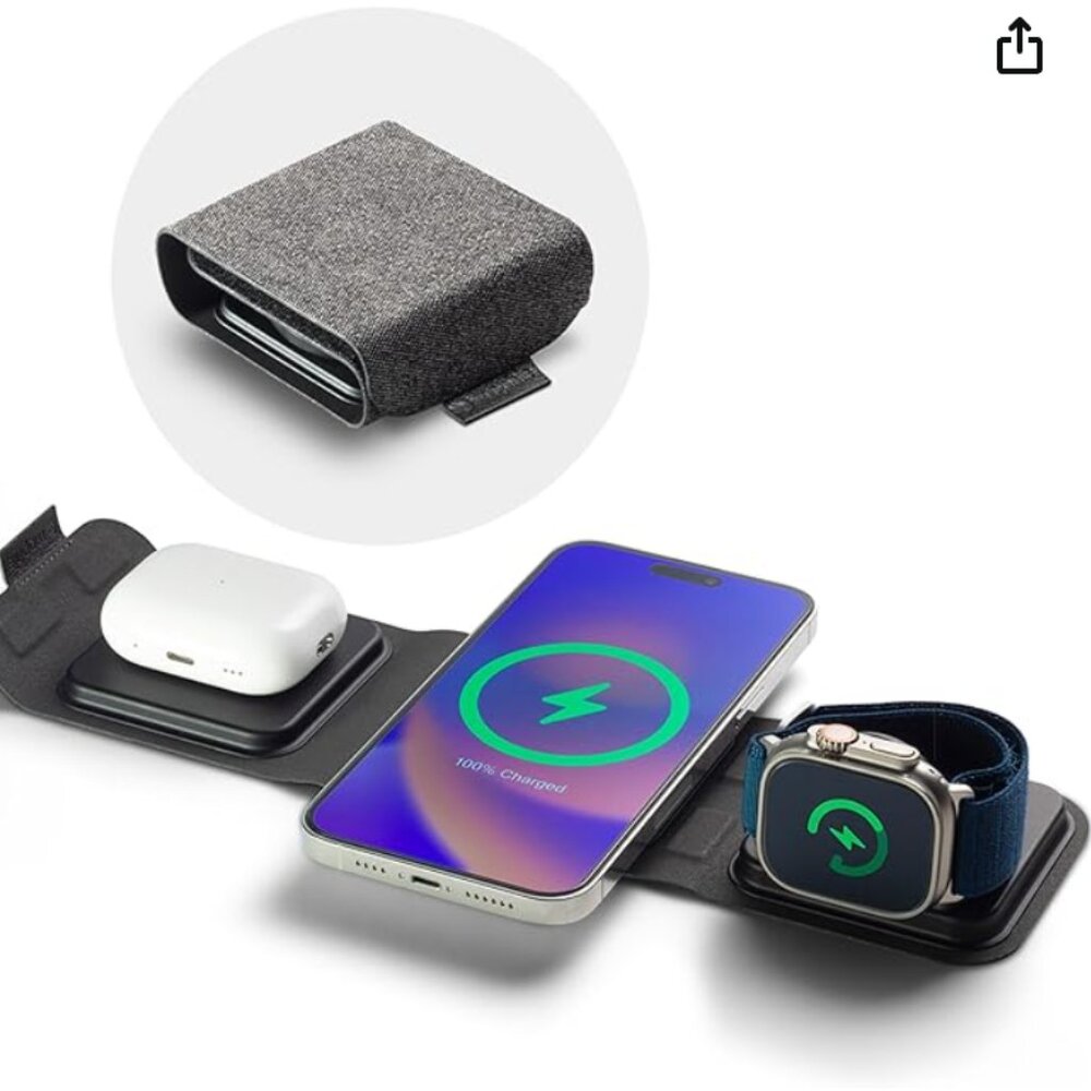 Mophie 3-in-1 Travel Charger- MagSafe Fast Wireless Charging